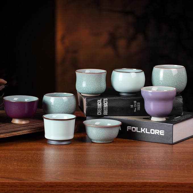 KAMMAK Japanese Tea Cups, 4 Oz Small Handmade Ceramic Teacups, Loose Leaf and - Image 7