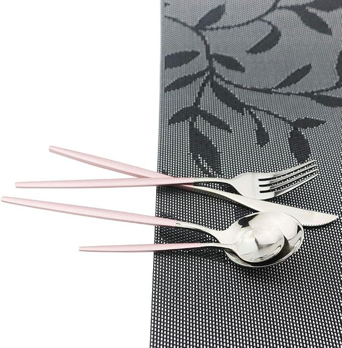 Pink Silver Silverware Set, JASHII 20-Piece Stainless Steel Satin Finish - Image 4