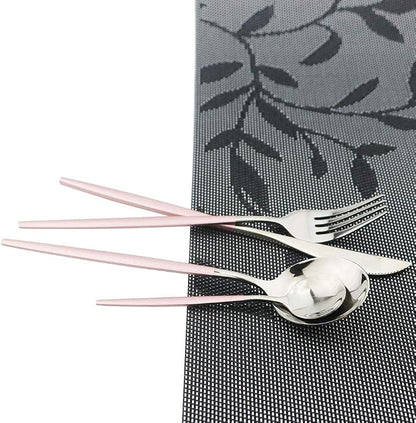 Pink Silver Silverware Set, JASHII 20-Piece Stainless Steel Satin Finish - Image 4