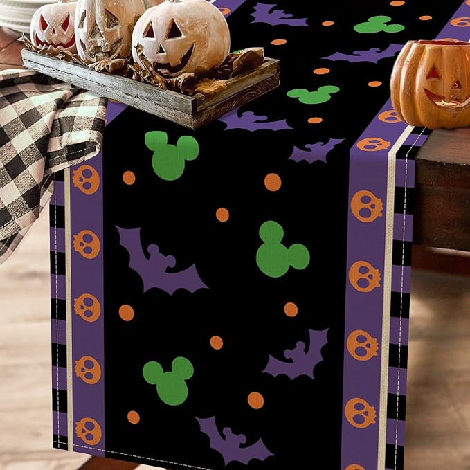 Seliem Halloween Bat Table Runner, Funny Holiday Burlap Home Decoration Indoor - Image 5