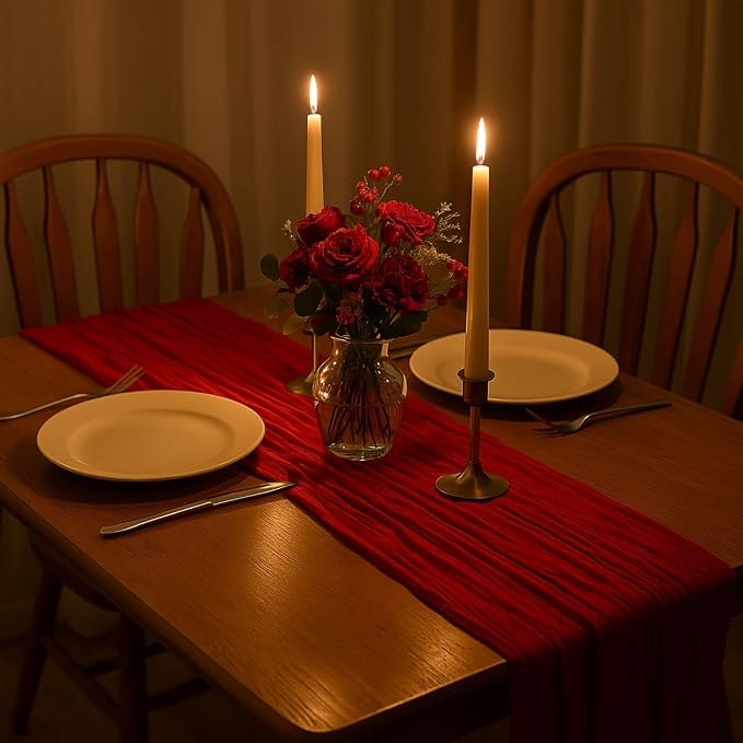 3 Pack 10FT Red Cheesecloth Table Runner 120 Inch Rustic Boho Gauze Cheese - Image 6