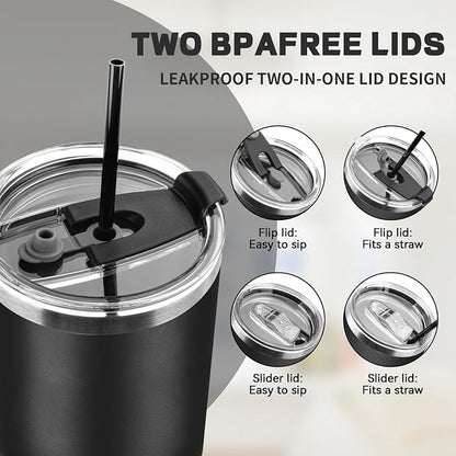 30 oz Tumbler with Lids and Straws, Stainless Steel Insulated Coffee Tumbler - Image 5