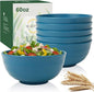 Big Salad Bowls for Kitchen, Premium 60oz Wheat Straw Bowls Set of 6, by WROVA