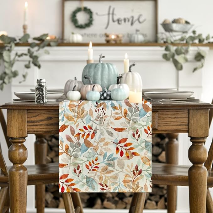 Artoid Mode 210 GSM Fall Table Runner 13x72 Inch Home Party Decor | Beige - Image 2