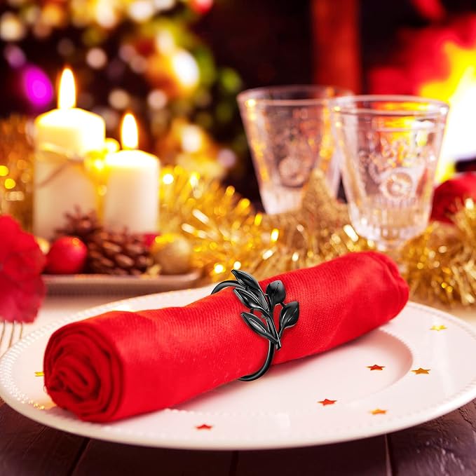 WILLBOND Leaf Napkin Rings Holders Fall Party Napkin Rings - Image 3