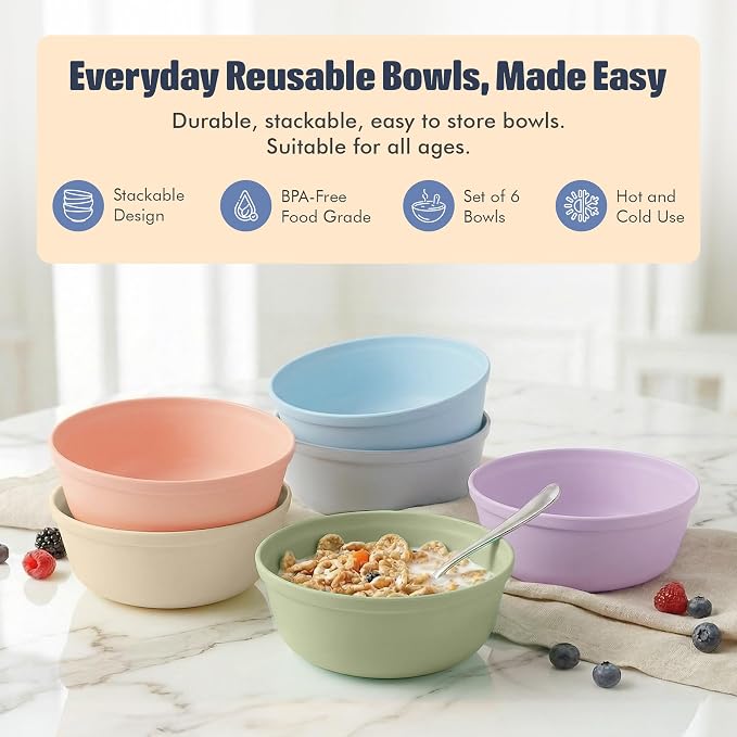 MASTERCOOK Plastic Bowls Set of 6 – 15oz Multipurpose Deep Plates Salad and - Image 5