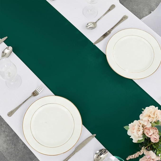 10-Pack Dark Green Satin Table Runner 12 x 108 Inch Long Fuchsia Bright and - Image 4