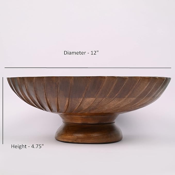 EDHAS Mango Wood Decorative Wooden Bowl Hand Carved Home Decor - Image 6