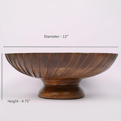 EDHAS Mango Wood Decorative Wooden Bowl Hand Carved Home Decor - Image 6