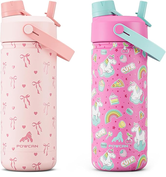 POWCAN 2 Pack 18 oz Insulated Water Bottle by POWCAN