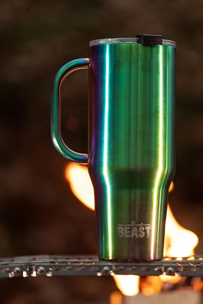 Beast 42 oz Tumbler with Handle Stainless Steel Vacuum Insulated Coffee Ice Cup Double Wall Travel Flask (Rainbow)