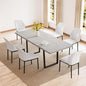 ZckyCine 79" Modern Dining Table Set for 6-8 People Kitchen Dining Room Table Set Extendable Wood Dining Table and 6 Upholstered Chairs, Home Kitchen Furniture