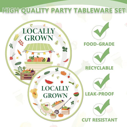 EUOYUFO 96Pcs Locally Grown Baby Shower Paper Plates Napkins Forks Locally - Image 4