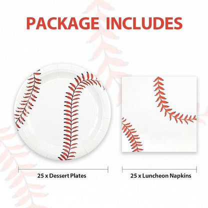50pcs Baseball Plates and Napkins Party Supplies, 7Inch | Baseball Themed - Image 3