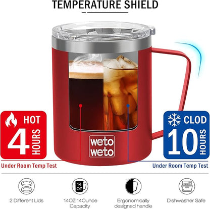 WETOWETO 14 oz Coffee Mug, Vacuum Insulated Camping Mug - Image 4