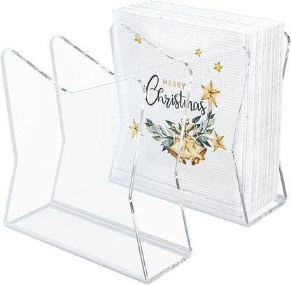 SILUT 2 Pack Clear Napkin Holder for Table, Kitchen Napkins Holder, Cocktail Napkin Holder, Napkin Dispenser for for Restaurant, Bar napkin holder, Napkin Freestanding Holder