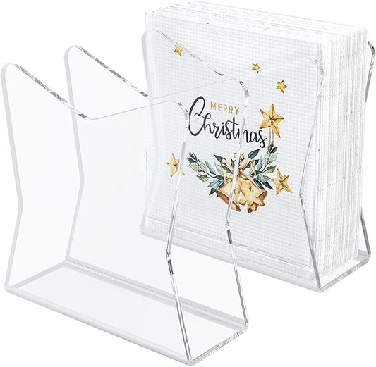 SILUT 2 Pack Clear Napkin Holder for Table, Kitchen Napkins Holder, Cocktail Napkin Holder, Napkin Dispenser for for Restaurant, Bar napkin holder, Napkin Freestanding Holder