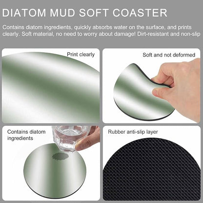 Ombre Sage Green Coasters Set of 6, Modern Minimalist Geometric Gradient Soft - Image 9