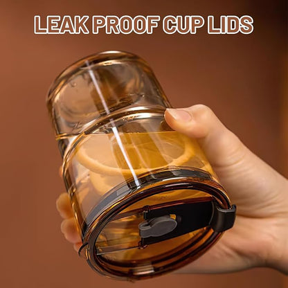 Luxfuel 13 oz Glass Cups with Lids and Straws Reusable Iced Coffee Tumbler | - Image 3