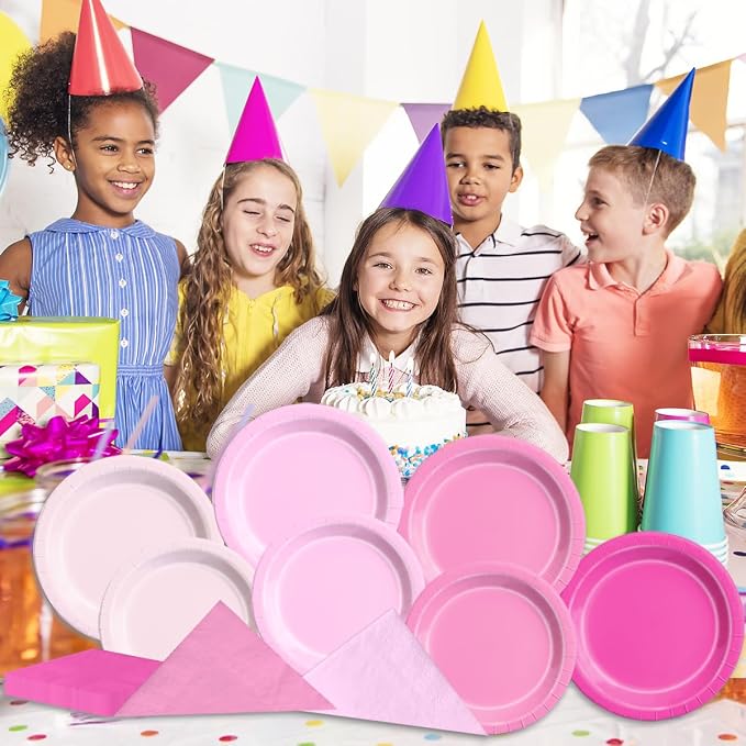 CMUSKO Pink Birthday Decorations-60Pcs Light Pink Plates and Napkins Kit Girls - Image 3