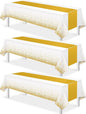 3Pcs White and Gold Tablecloth Party Decorations, Plastic White Table Cloth by MASHAN