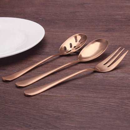 Matte Rose Gold Serving Set，SHARECOOK 5-Piece 18/0 Stainless Steel Large - Image 5