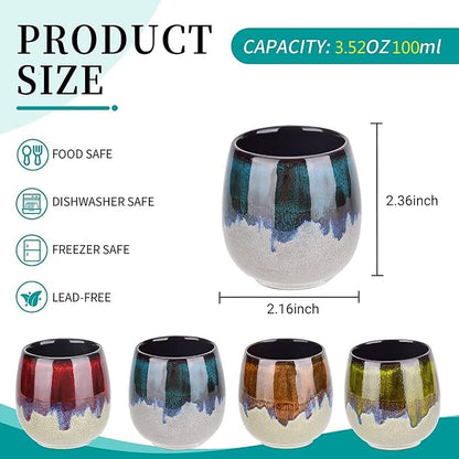 3 oz Ceramic Mini Espresso Cups Set of 4, Morandi Color - Image 2