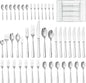 HIKAA 45-Piece Silverware Set with Organizer, Heavy Duty Stainless Steel Flatware for 8, Cutlery Utensil Sets with Serving Utensils, Mirror Polished, Dishwasher Safe