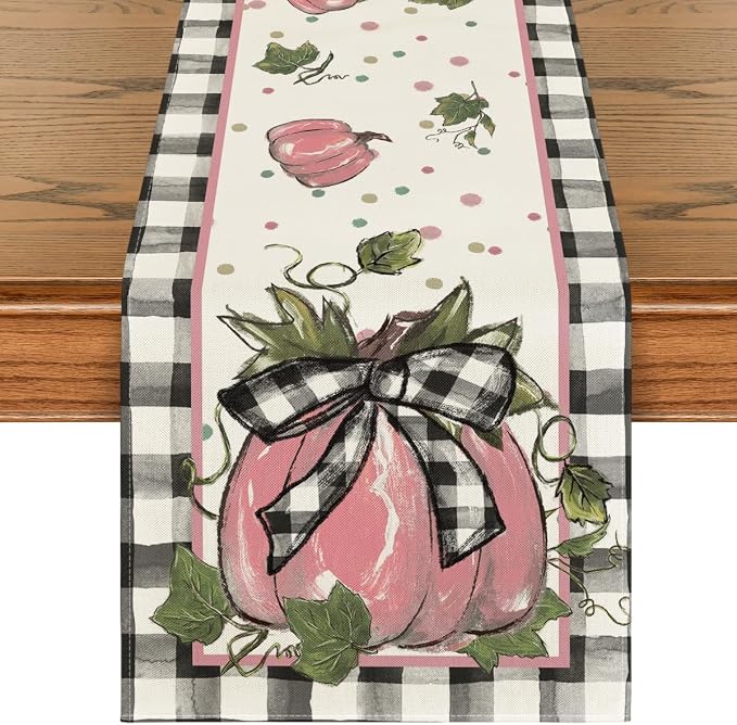 Artoid Mode 210 GSM Fall Table Runner 13x72 Inch Home Party Decor | Pink by ArtoidMode