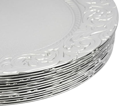 150 Pcs Charger Plates Set, Round Charger Plates, Reusable Serving Plates Embossed Rim Plastic Chargers Plate Decorative Round Plate Chargers for Dinner Plate Table Wedding Shower Decoration