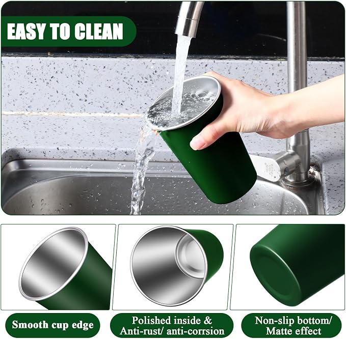 Mimorou 20 Pack 16 oz Stainless Steel Pint Cups Metal Cups Unbreakable Drinking - Image 3