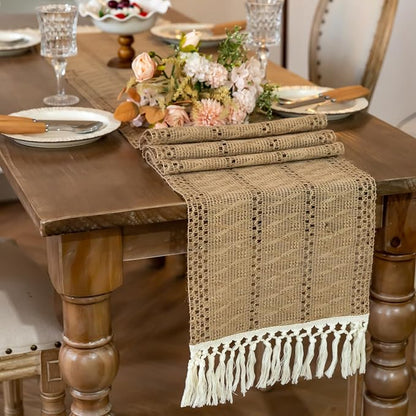 Linen Woven Table Runner, Farmhouse Rustic Jute Table Runners - Image 8