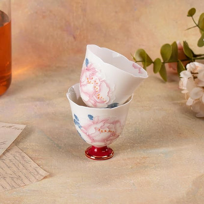 KAMMAK Tea Cup Set of 2 Small Tea Cups 2.8oz Floral Porcelain Tea Cup Set - Image 6