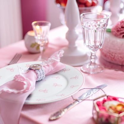 Honeydak 6 Pcs 6 Inch Pink Bow Ceramic Plates Coquette Bachelorette Tableware - Image 6