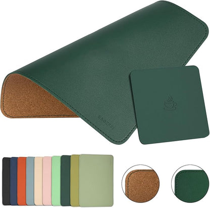 Double-Sided PU Leather & Cork Mouse Pad by EAGZFFI