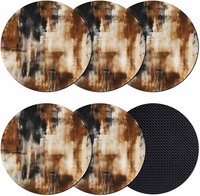 Black Brown Gradient Coasters Set of 6, Absorbent Coasters by Unknown