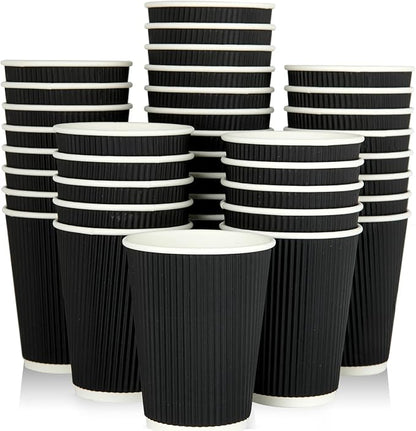 JollyPack Disposable Paper Coffee Cups, 12 oz, 60 Pack, Insulated Ripple Wall by JollyPack
