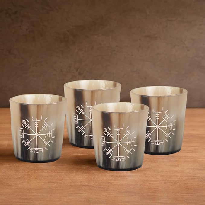 Handicrafts Home Viking Horn Shot Glasses Set of 4, Handmade Natural Ox Horn - Image 5