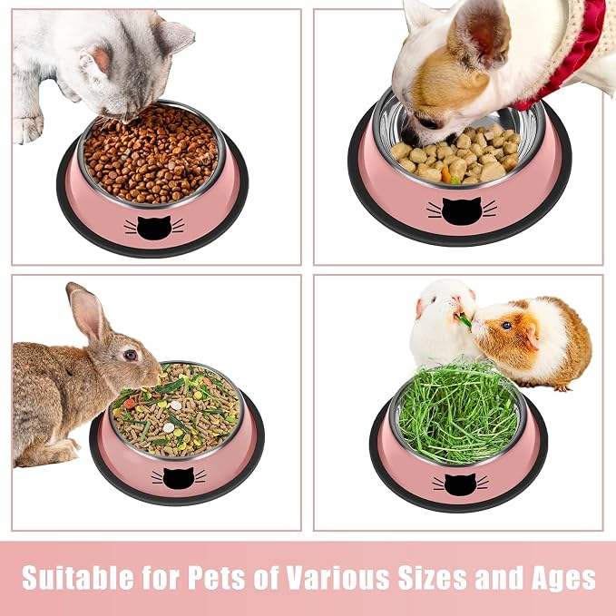 Serentive 2 Pcs Non-Slip Stainless Steel Small Cat Food Bowls - Image 5