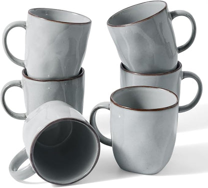 famiware Coffee Mugs Set of 6, Ocean Square 13oz Coffee Cup Set by Famiware