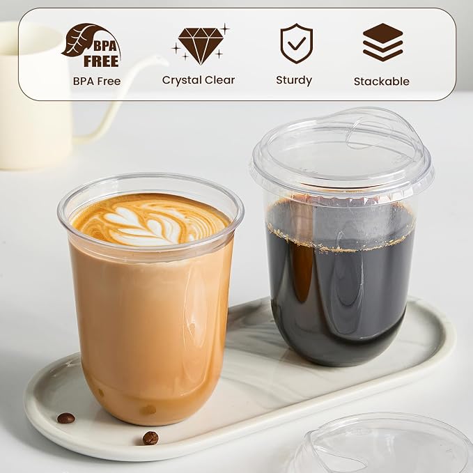 18 oz Round Bottom Clear Plastic Cups - Image 3
