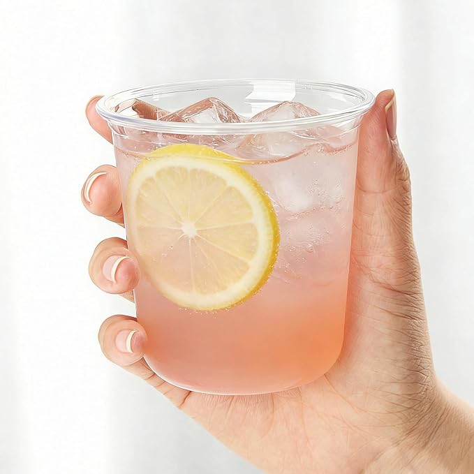 50 x Round Bottom Clear Plastic Cups 12 oz | Disposable Cocktail Cups, Stemless - Image 4