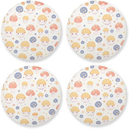 Seamless Mushroom Flowers 4 Piecing Set Coasters by KLL
