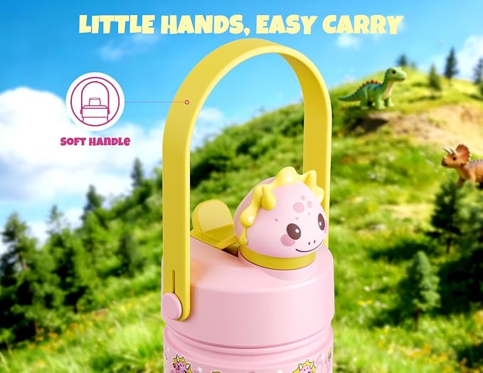 POWCAN 18 oz Kids Water Bottle: 2-in-1 Straw Spout Lid - Image 6