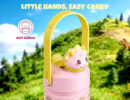 POWCAN 18 oz Kids Water Bottle: 2-in-1 Straw Spout Lid - Image 6