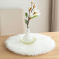 Round Fur Placemats Set of 2, Washable Faux Fur Fluffy Table Small Place Mats Decor for Home Table Dresser Party Decoration Table Runner (11.8 inch, White)