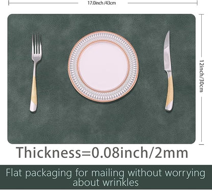Faux Leather Eco-Friendly Dining Placemats with Rounded Corners-Set of 4,Oilproof&Wipeable Table Mats,Heat-Resistant&Non-Slip for Kitchen Table and Kids(Grey)