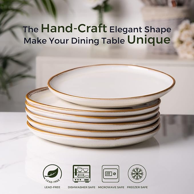 AmorArc Ceramic Plates Set of 6, 8.5 Inch Stoneware Small Dinner Plates Set | - Image 3