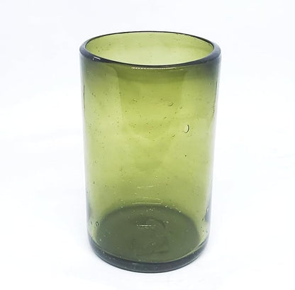 Solid Olive Green 14 oz Drinking Glasses, Recycled Glass, Toxin-Free - Image 2