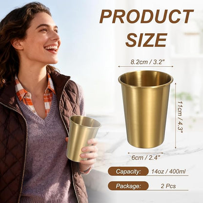 uxcell 2 Pcs Stainless Steel Cups, 14oz/400ml Metal Cups Double Wall Tumbler - Image 2